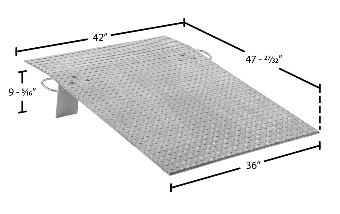 Vestil AH-3648 aluminum hand truck dock plate dimensions diagram