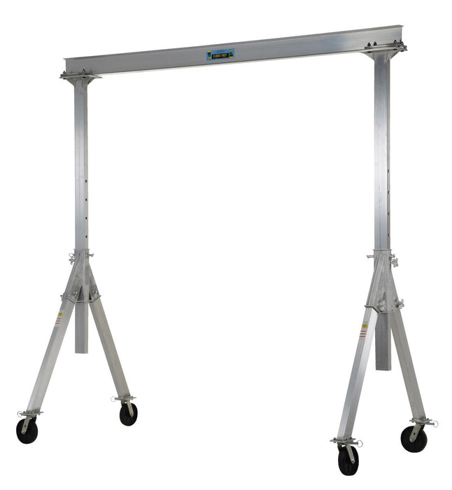 Vestil AHA-2-10-12 Aluminum Adjustable Height Gantry Crane with Glass Filled Nylon Casters 10 ft. Wide x 12 ft. Max Usable He