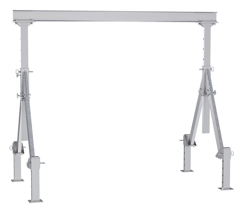 Vestil AHA-2-10-8-ALO Aluminum Adjustable Height Gantry Crane With Adjustable Leveling Option 10 ft. Wide X 8 ft. Max Usable 