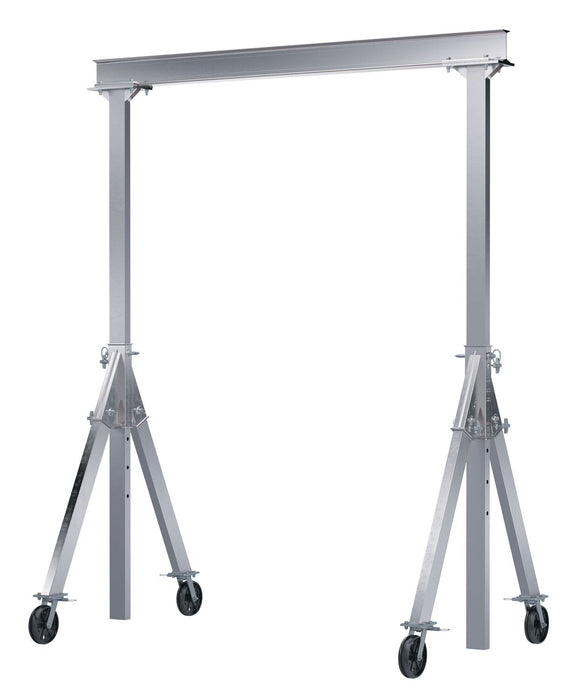 Vestil AHA-2-12-10-VG Aluminum Adjustable Height Gantry Crane with V-Groove Cast Iron Casters 12 ft. Wide x 10 ft. Max Usable