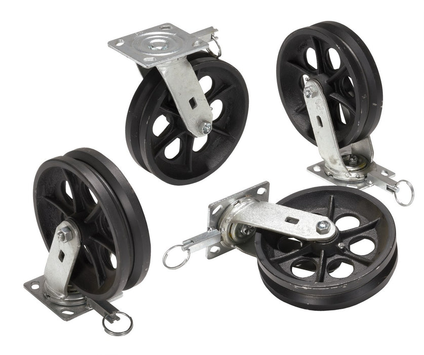 Vestil AHA-2/4-V4 Cast Iron Swivel V-Groove Casters With 4-Position Lock 8 in. x 2 in. For Aluminum Gantry Crane Models 2,000