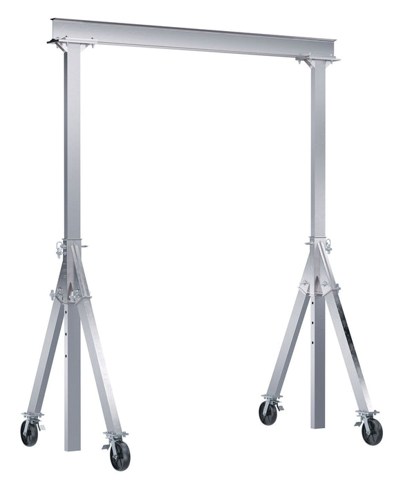 Vestil AHA-2-8-8-TLC Aluminum Adjustable Height Gantry Crane with Total Locking Glass Filled Nylon Casters 8 ft. Wide x 8 ft.