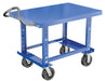 Vestil AHC-1-2436-MR Steel Adjustable Single 24 in. x 36 in. Shelf Cart With Mold-On-Rubber Casters 2,000 lb. Capacity Blue