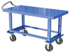Vestil AHC-1-2448-MR Steel Adjustable Single 24 in. x 48 in. Shelf Cart With Mold-On-Rubber Casters 2,000 lb. Capacity Blue
