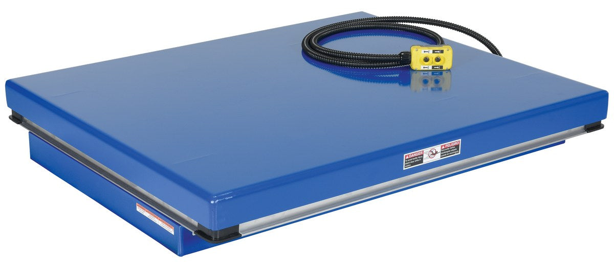 Vestil AHLT-4048-3-43 Steel Rotary Air Hydraulic Scissor Lift Table 40 in. x 48 in. 3,000 lb. Capacity Blue