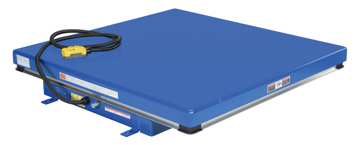 Vestil AHLT-4848-3-43 Steel Rotary Air Hydraulic Scissor Lift Table 48 in. x 48 in. 3,000 lb. Capacity Blue
