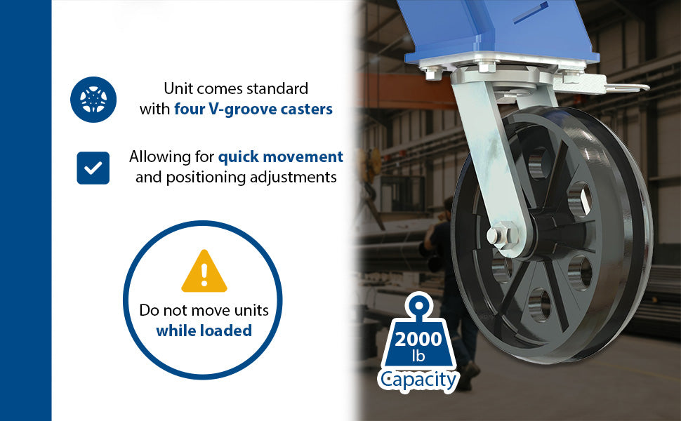 Vestil AHS-2-20-14-VG steel adjustable height gantry crane with v-groove cast iron feature overview 2