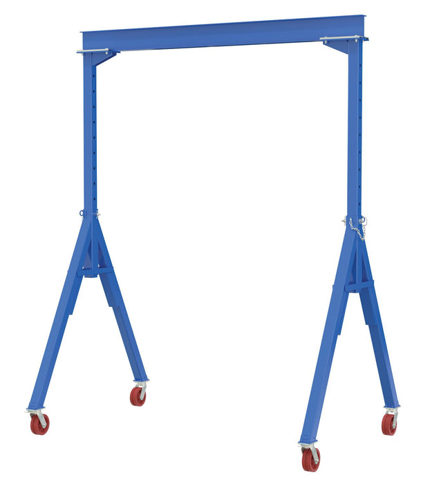 Vestil AHS-8-15-9-VG Steel Adjustable Height Gantry Crane with V-Groove Cast Iron Casters 15 ft. Wide x 9 ft. Max Usable Heig