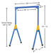 Vestil AHSN-2-10-16-TLC steel knock-down adjustable height gantry crane with total locking dimensions diagram