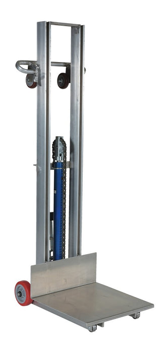 Vestil ALLH-2020-FW Aluminum Lite Load Lift With Foot Pump and Fixed Wheels 20 in. x 20 in. Platform 400 lb. Capacity Silver