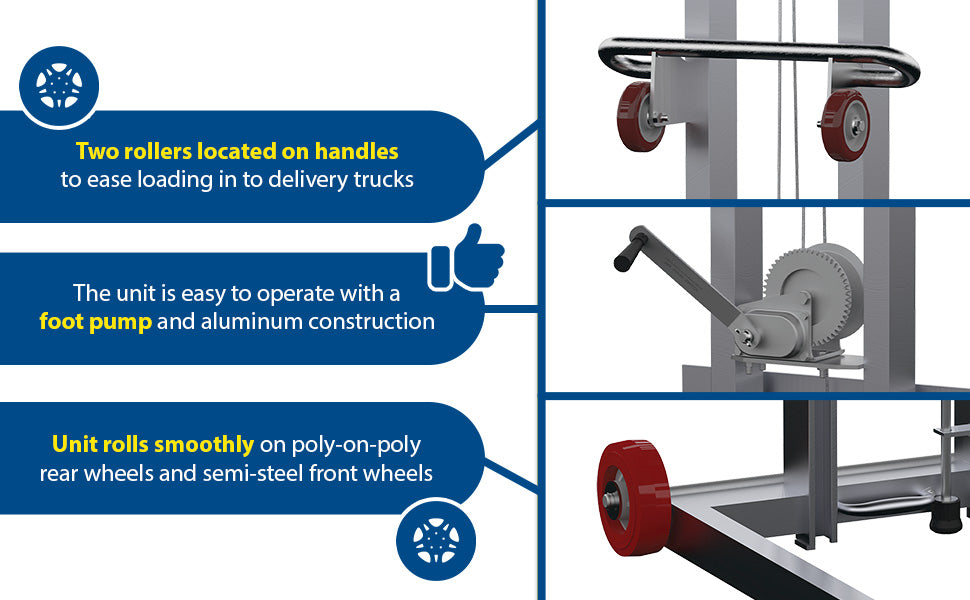 Vestil ALLPW-500-FWFL aluminum low profile lite load lift with winch fixed feature overview 3