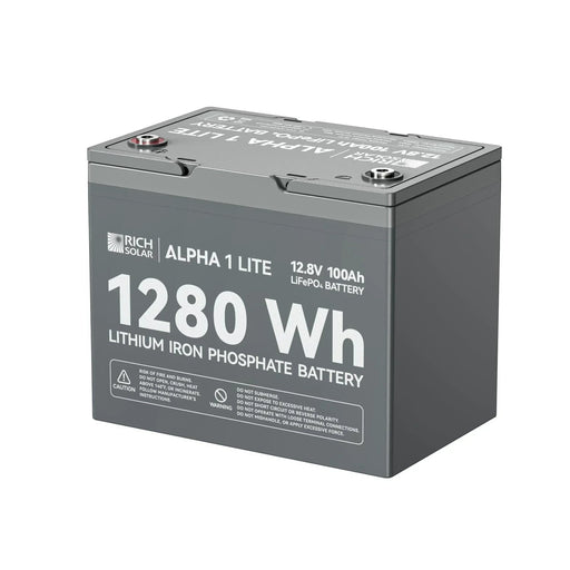 Green Vista Living Rich Solar ALPHA 1 LITE | 12V 100Ah LiFePO4 Battery | Lightweight 12V... Power Station - Side View
