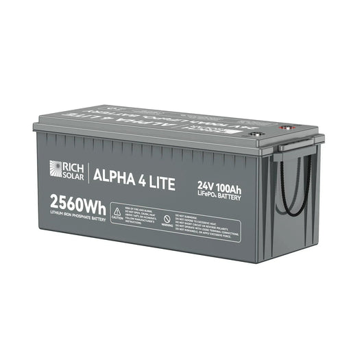Green Vista Living Rich Solar ALPHA 4 LITE | 24V 100Ah LiFePO4 Battery | Fast-Charging 24V... Power Station - Side View