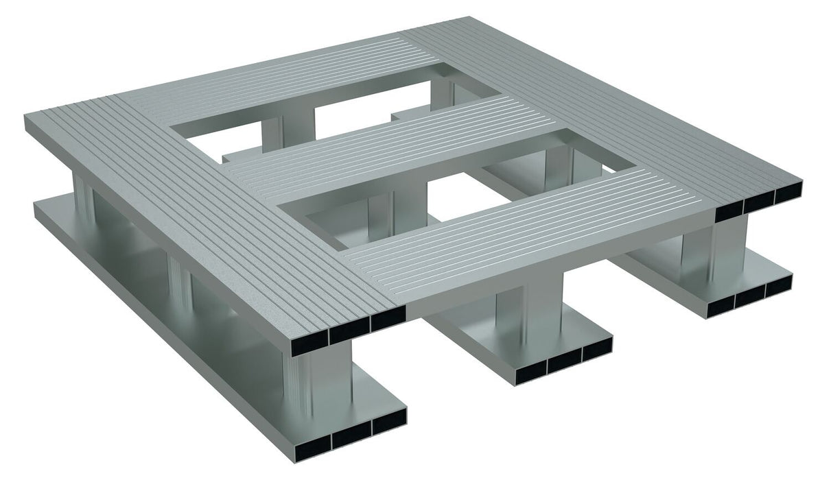 Vestil AP-2424-SB Aluminum Half Skid Bottom Pallet 23-7/8 in. x 23-7/8 in. x 5-1/16 in. 4,000 lb. Capacity Silver