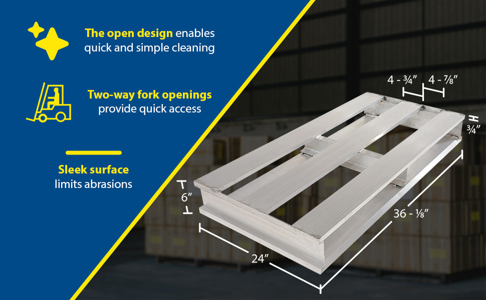 Vestil AP-3624 aluminum heavy duty half pallet feature overview 2