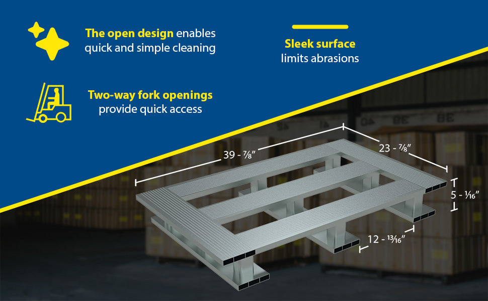 Vestil AP-4024-SB aluminum skid bottom half pallet feature overview 3