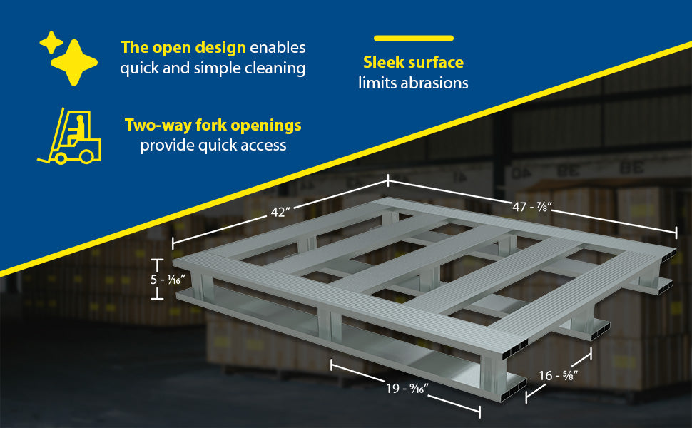 Vestil AP-4248-SB aluminum skid bottom pallet feature overview 2