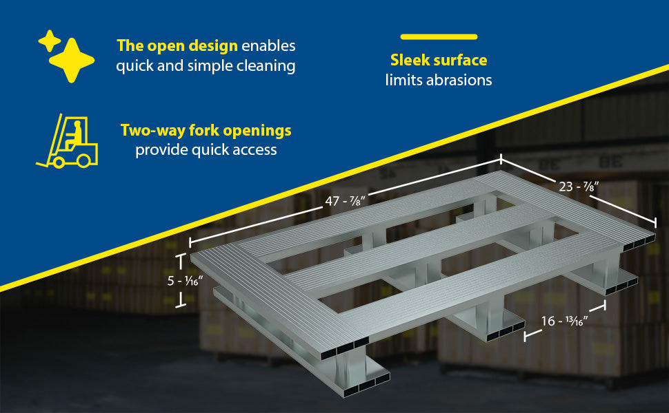 Vestil AP-4824-SB aluminum skid bottom half pallet feature overview 3