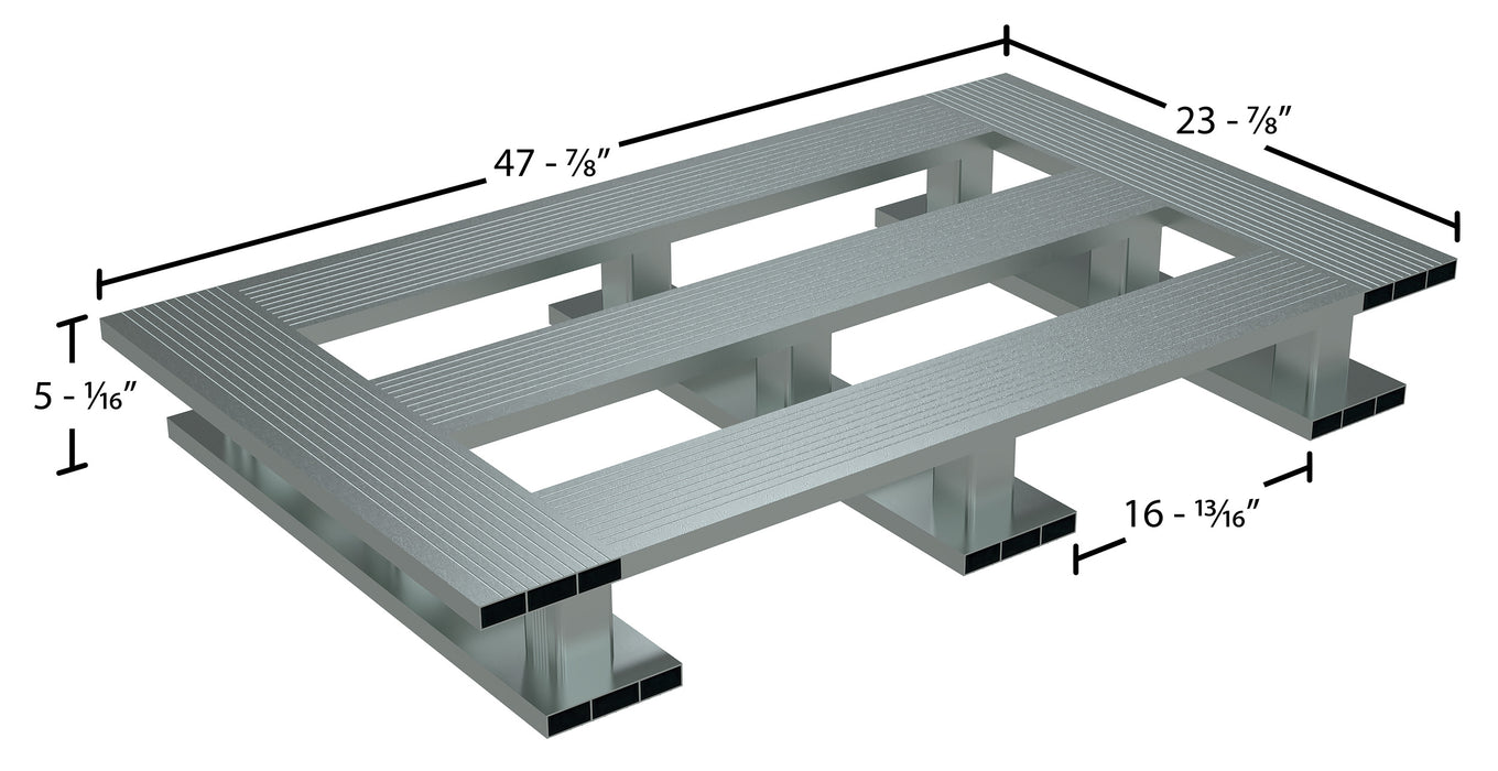 Vestil AP-4824-SB aluminum skid bottom half pallet dimensions diagram