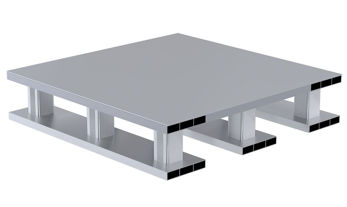 Vestil AP-ST-2424-SB Aluminum Half Solid Top with Skid Bottom 23-7/8 in. x 23-7/8 in. x 5-1/8 in. 4,000 lb. Capacity Silver