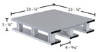 Vestil AP-ST-2424-SB aluminum half solid top with skid bottom dimensions diagram