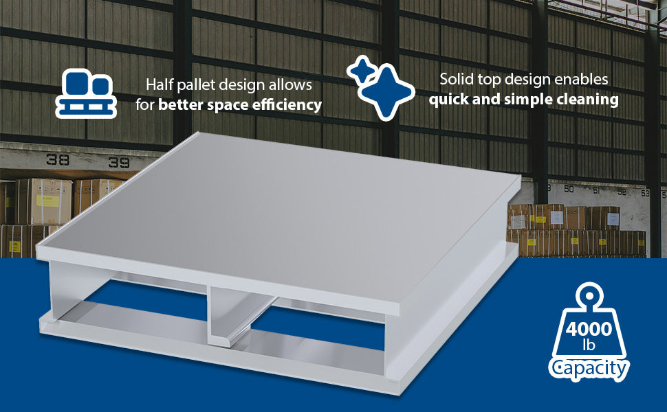 Vestil AP-ST-2424 aluminum heavy duty solid top half pallet feature overview 3