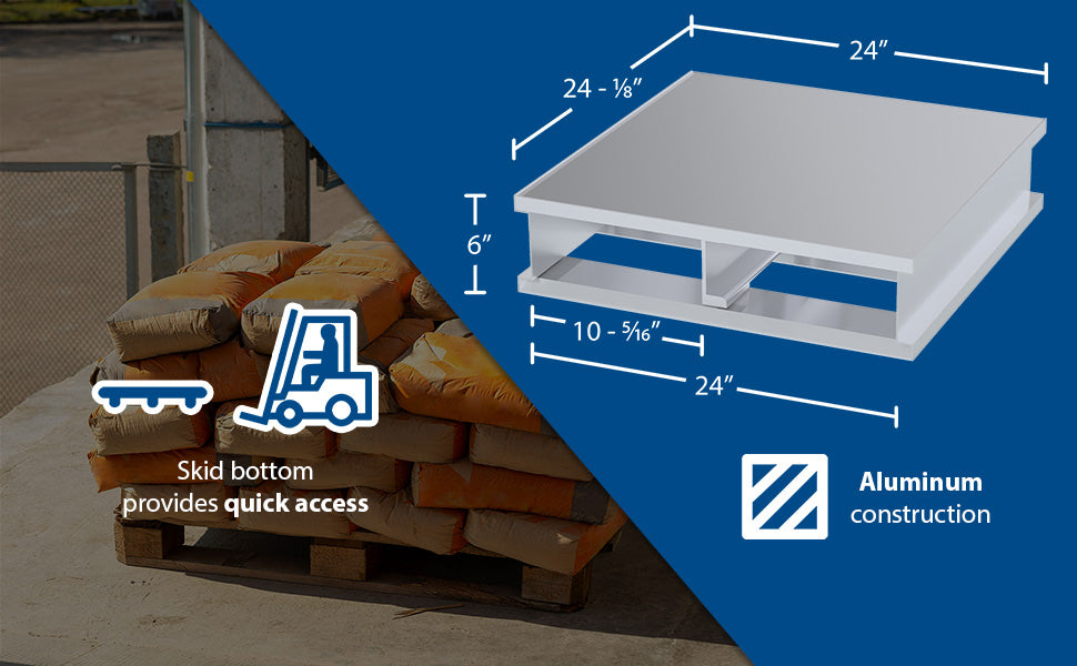 Vestil AP-ST-2424 aluminum heavy duty solid top half pallet feature overview 1