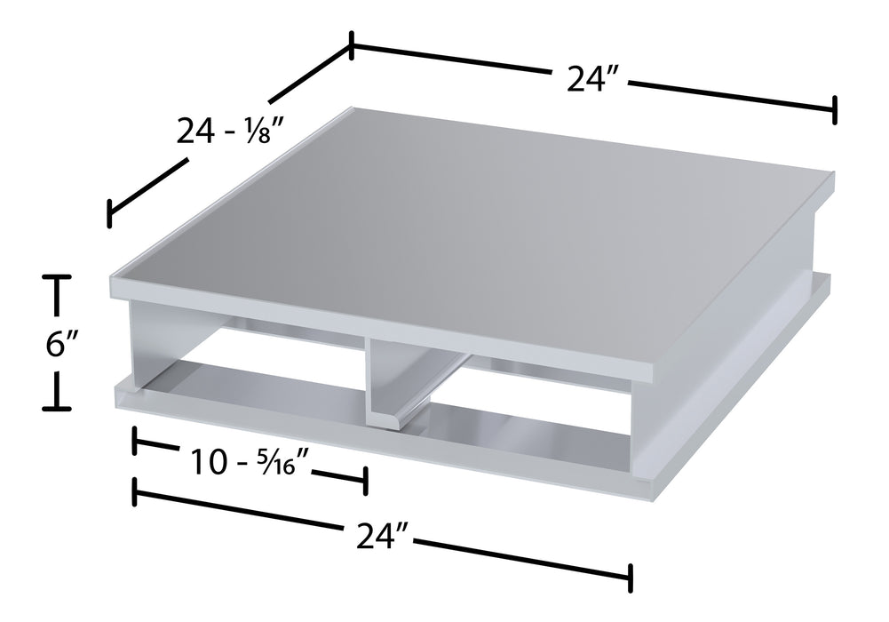 Vestil AP-ST-2424 aluminum heavy duty solid top half pallet dimensions diagram