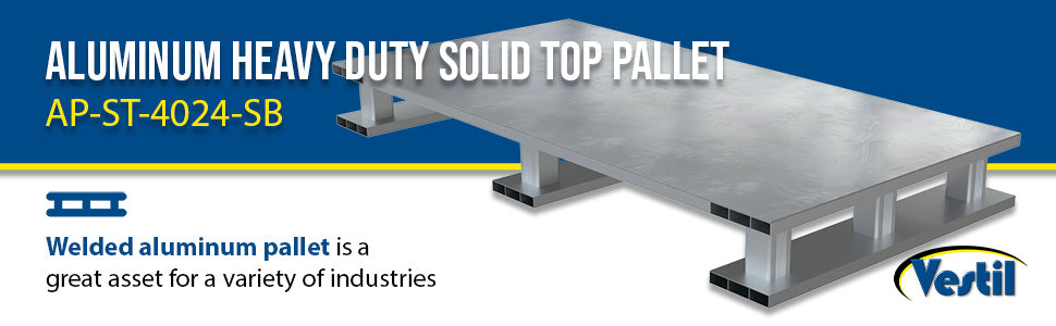 Vestil AP-ST-4024-SB aluminum half solid top with skid bottom feature overview 1