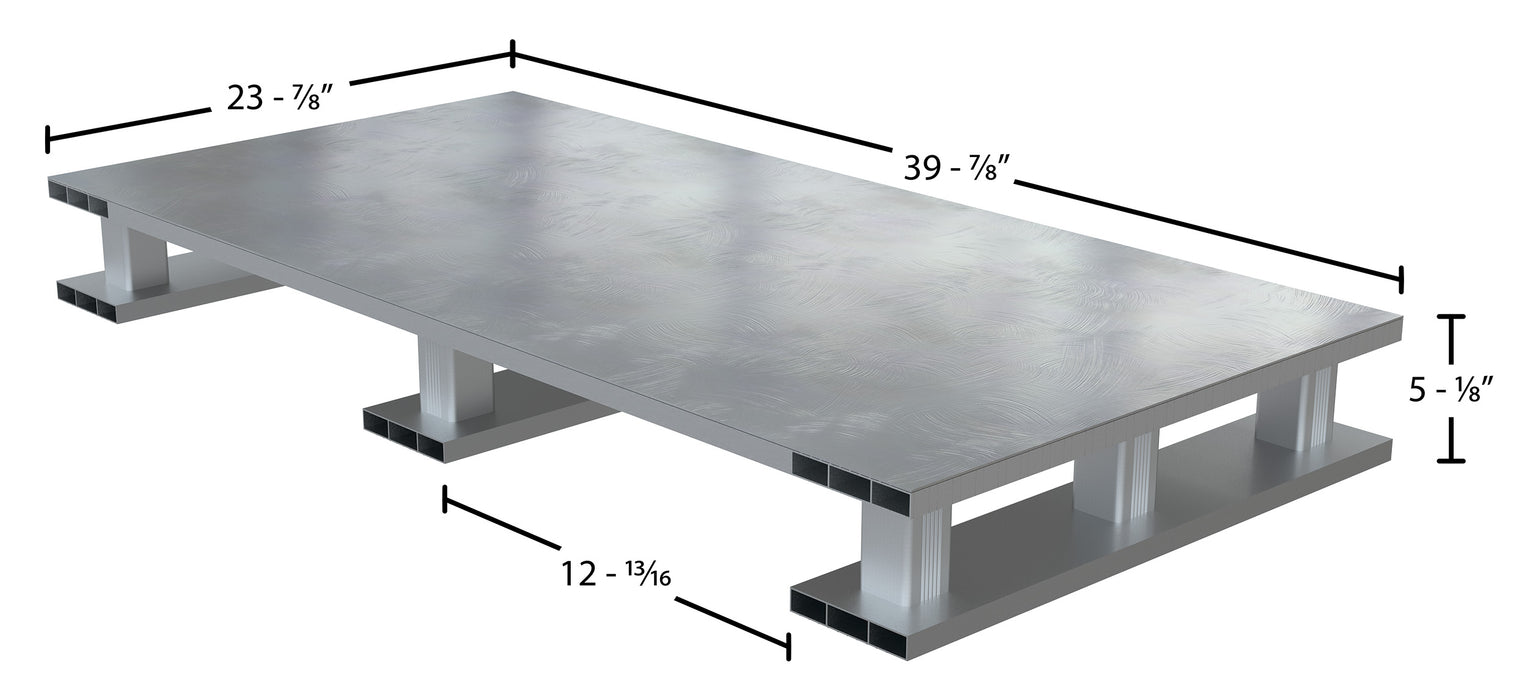 Vestil AP-ST-4024-SB aluminum half solid top with skid bottom dimensions diagram