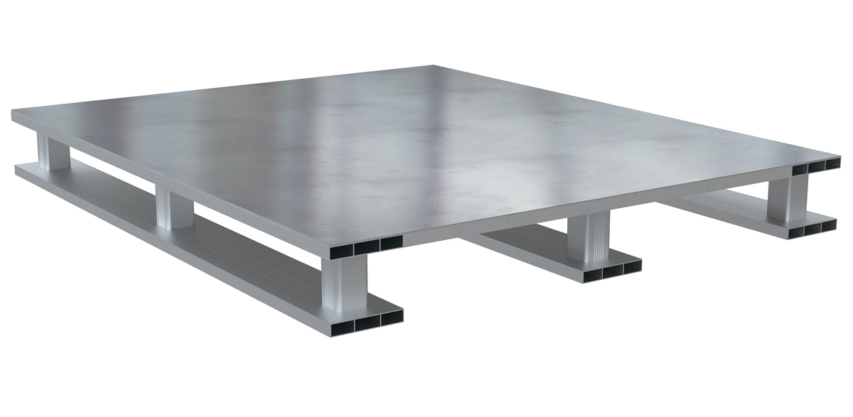 Vestil AP-ST-4048-SB Aluminum Solid Top with Skid Bottom 40 in. x 48 in. 6,000 lb. Capacity Silver