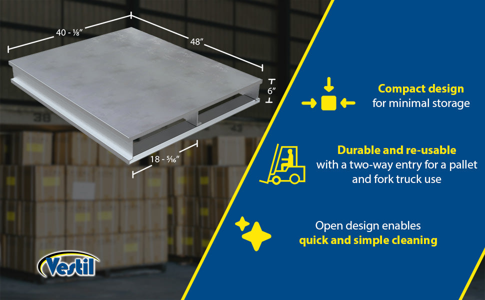 Vestil AP-ST-4048 aluminum heavy duty solid top pallet feature overview 1