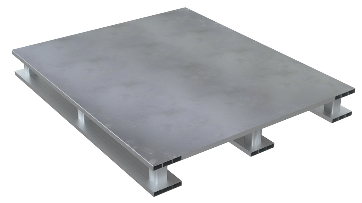 Vestil AP-ST-4248-SB Aluminum Solid Top with Skid Bottom 42 in. x 48 in. 6,000 lb. Capacity Silver