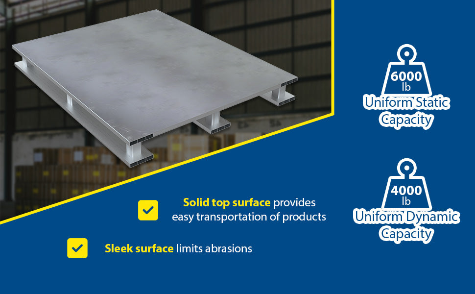 Vestil AP-ST-4248-SB aluminum solid top with skid bottom feature overview 1