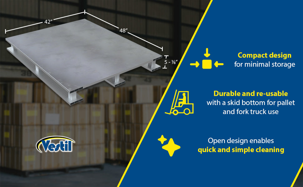 Vestil AP-ST-4248-SB aluminum solid top with skid bottom feature overview 2