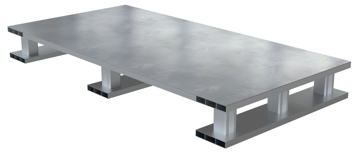 Vestil AP-ST-4824-SB Aluminum Half Solid Top with Skid Bottom 23-7/8 in. x 47-7/8 in. x 5-1/8 in. 4,000 lb. Capacity Silver