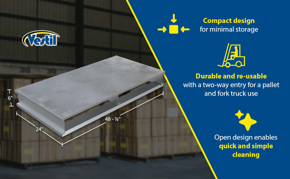 Vestil AP-ST-4824 aluminum heavy duty solid top half pallet feature overview 2