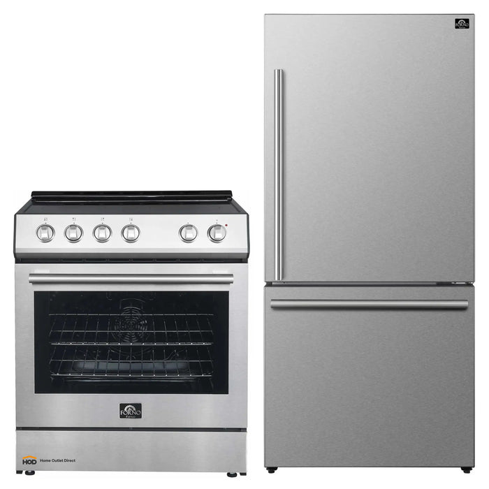 Forno Espresso 2-Piece Appliance Package - 30-Inch Electric Range with 5.0 Cu.Ft. Electric Oven and Refrigerator in...