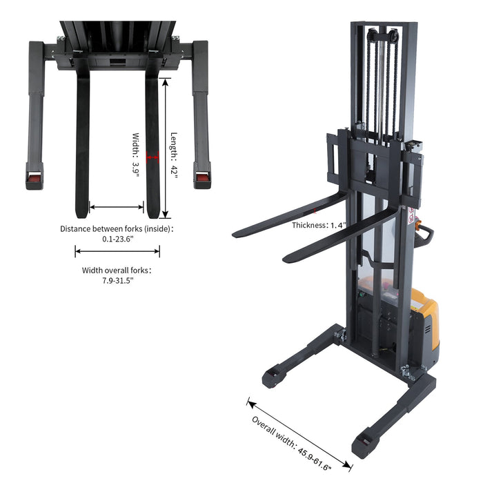 Xilin CTD15R-EN-138 full electric stacker side profile view