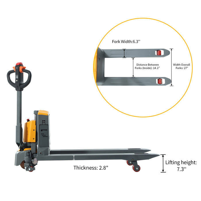 Xilin CBD20W-II-Li electric pallet jack raised load view