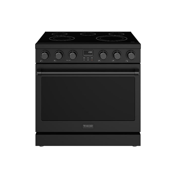 Thor Kitchen 36-Inch Matte Black Electric Range (ARE36B) – front side closed