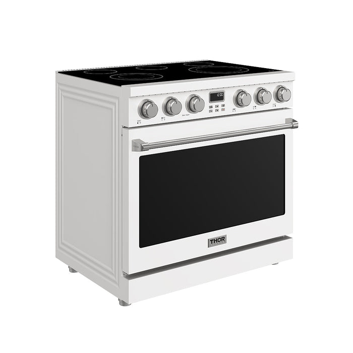 Thor Kitchen 36-Inch White Electric Range (ARE36W) – front left side closed