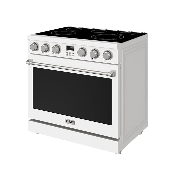 Thor Kitchen 36-Inch White Electric Range (ARE36W) – front right side closed 1