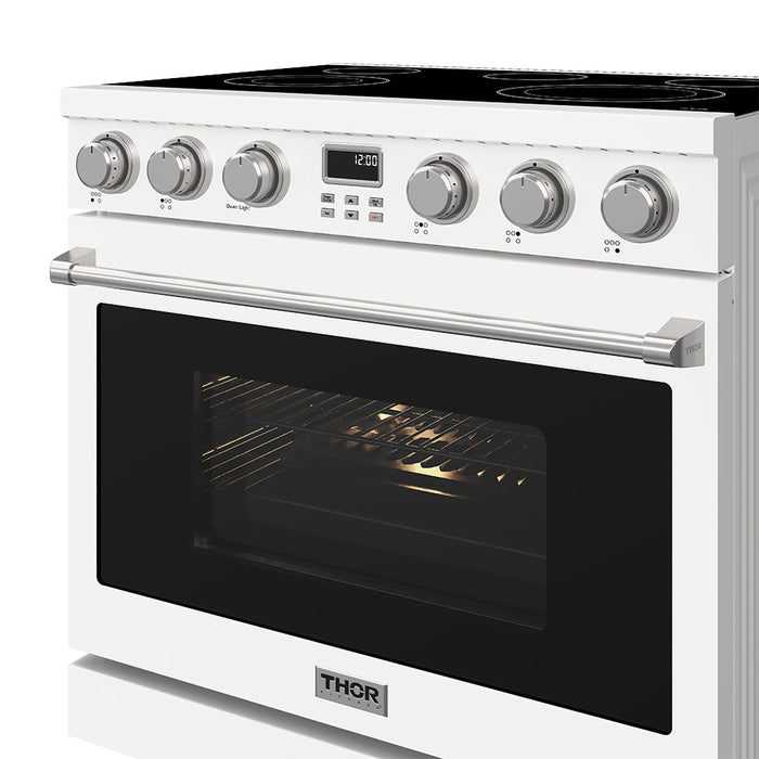 Thor Kitchen 36-Inch White Electric Range (ARE36W) – front right side closed 2