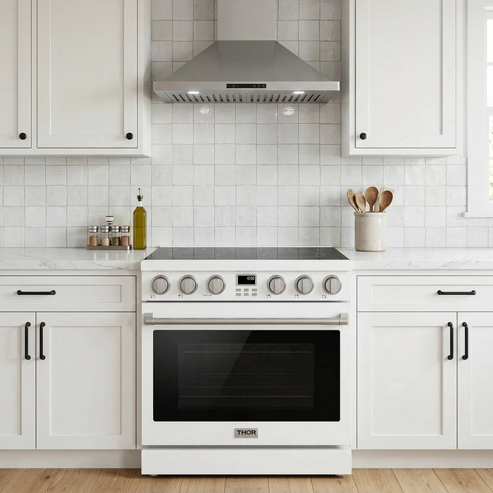 Thor Kitchen 36-Inch White Electric Range (ARE36W) – front