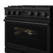 Thor Kitchen 36-Inch Matte Black Gas Range (ARG36B) – front right side closed 2