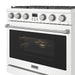 Thor Kitchen 36-Inch White Gas Range (ARG36W) – front right side closed 2