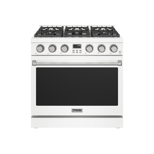 Thor Kitchen 36-Inch White Gas Range (ARG36W) – front side closed