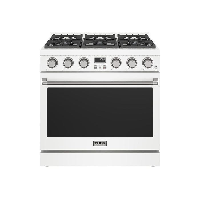 Thor Kitchen 36-Inch White Gas Range (ARG36W) – front side closed