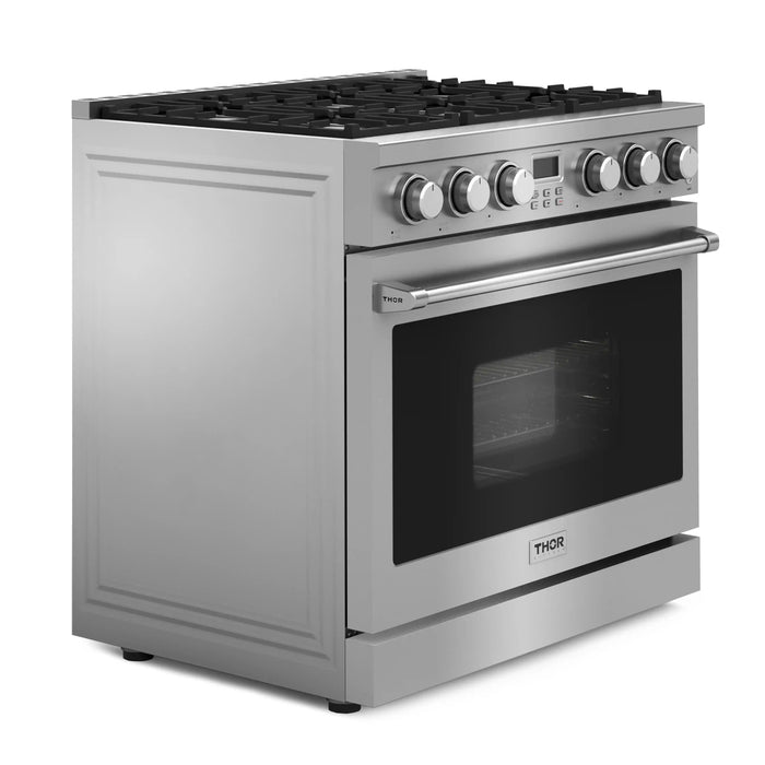 Thor Kitchen 36-Inch Gas Range with 6 Burners, 6.0 cu. ft. Convection Oven in Stainless Steel (ARG36) Thor Kitchen